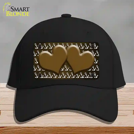 Brown White Anchor Hearts Oil Rubbed Novelty License Plate Hat Cotton / Black