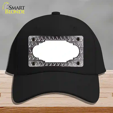 Black White Anchor Scallop Oil Rubbed Novelty License Plate Hat Cotton / Black