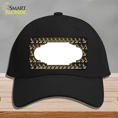 Brown White Anchor Scallop Oil Rubbed Novelty License Plate Hat Cotton / Black