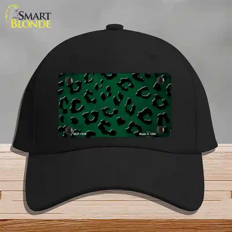 Green Black Cheetah Oil Rubbed Novelty License Plate Hat Cotton / Black