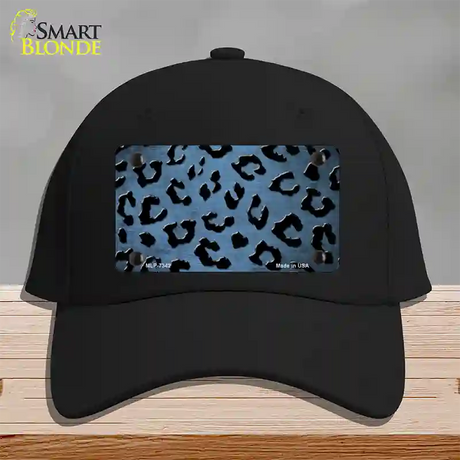 Light Blue Black Cheetah Oil Rubbed Novelty License Plate Hat Cotton / Black