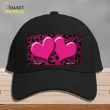 Pink Black Cheetah Hearts Oil Rubbed Novelty License Plate Hat Cotton / Black