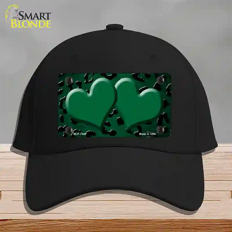 Green Black Cheetah Hearts Oil Rubbed Novelty License Plate Hat Cotton / Black