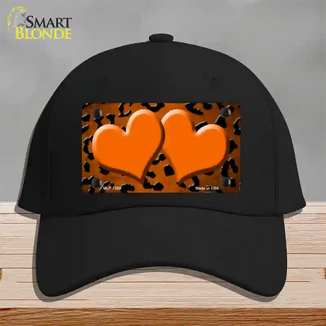 Orange Black Cheetah Hearts Oil Rubbed Novelty License Plate Hat Cotton / Black