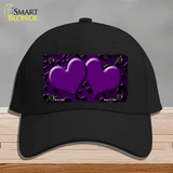 Purple Black Cheetah Hearts Oil Rubbed Novelty License Plate Hat Cotton / Black