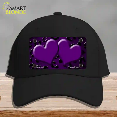 Purple Black Cheetah Hearts Oil Rubbed Novelty License Plate Hat Cotton / Black