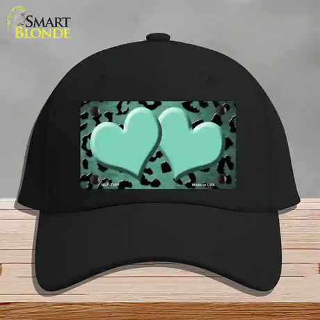 Mint Black Cheetah Hearts Oil Rubbed Novelty License Plate Hat Cotton / Black