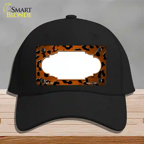 Orange Black Cheetah Scallop Oil Rubbed Novelty License Plate Hat Cotton / Black