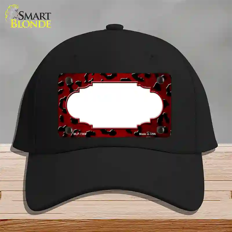 Red Black Cheetah Scallop Oil Rubbed Novelty License Plate Hat Cotton / Black