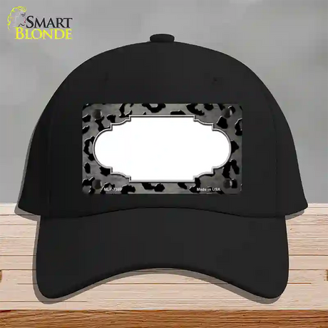 Gray Black Cheetah Scallop Oil Rubbed Novelty License Plate Hat Cotton / Black