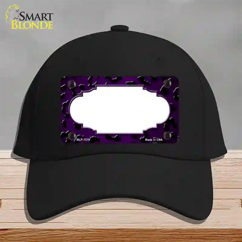 Purple Black Cheetah Scallop Oil Rubbed Novelty License Plate Hat Cotton / Black