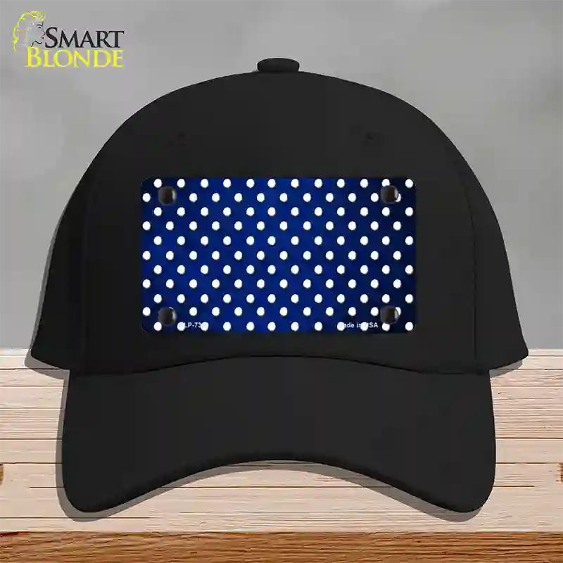 Blue White Small Dots Oil Rubbed Novelty License Plate Hat Cotton / Black