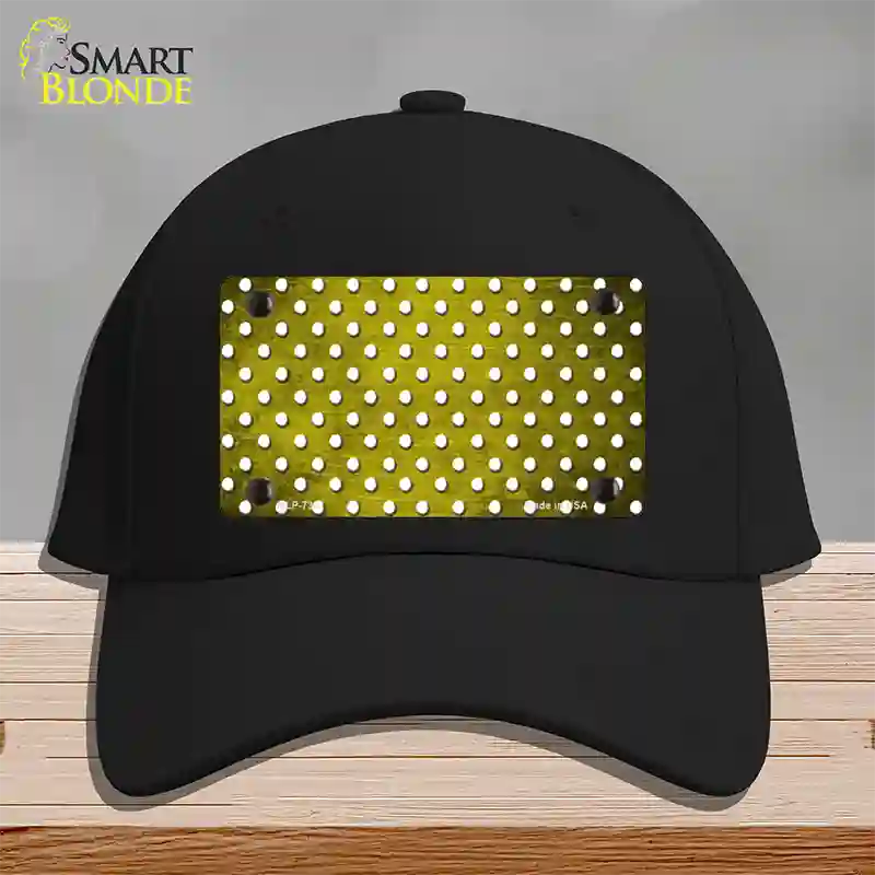 Yellow White Small Dots Oil Rubbed Novelty License Plate Hat Cotton / Black