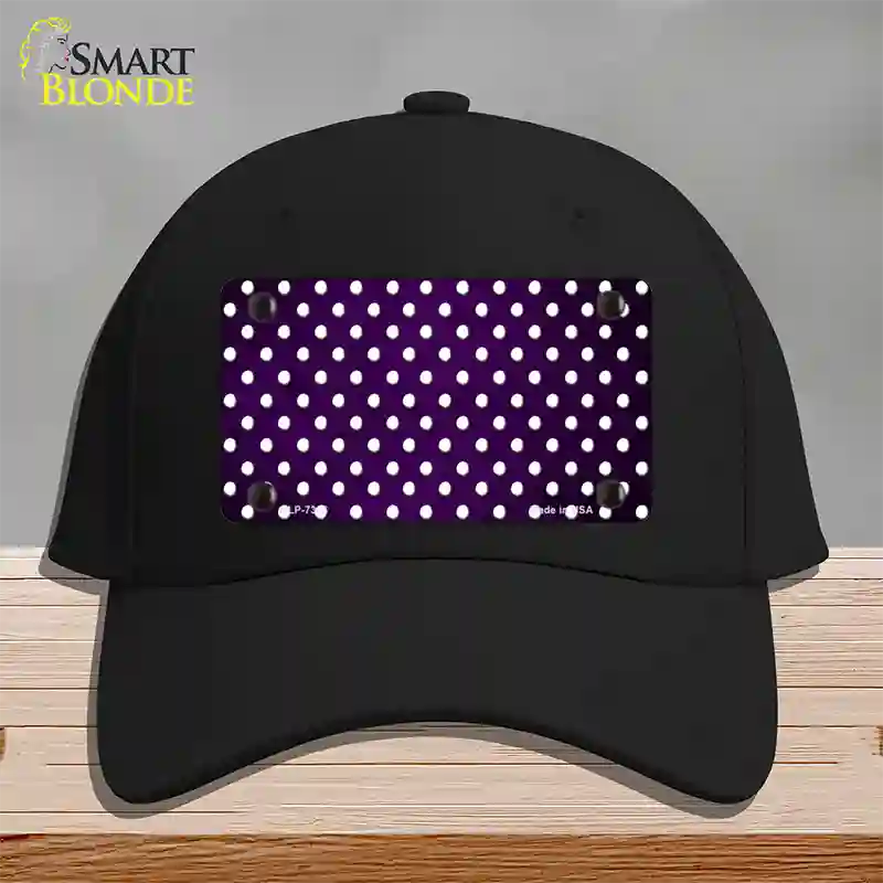 Purple White Small Dots Oil Rubbed Novelty License Plate Hat Cotton / Black