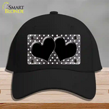 Black White Small Dots Hearts Oil Rubbed Novelty License Plate Hat Cotton / Black