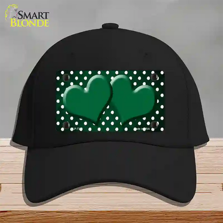 Green White Small Dots Hearts Oil Rubbed Novelty License Plate Hat Cotton / Black