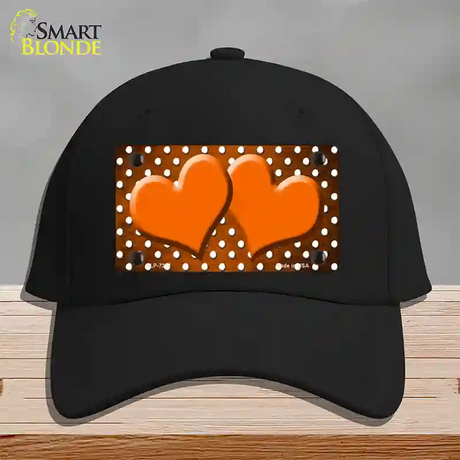 Orange White Small Dots Hearts Oil Rubbed Novelty License Plate Hat Cotton / Black