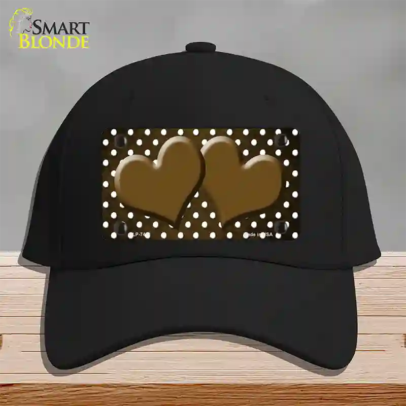 Brown White Small Dots Hearts Oil Rubbed Novelty License Plate Hat Cotton / Black