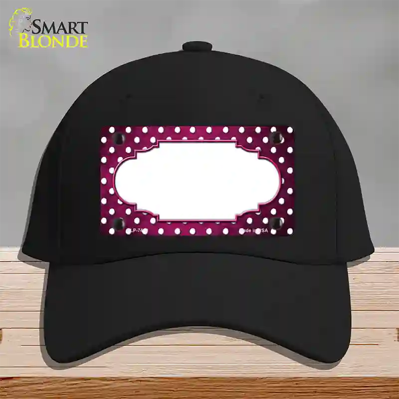 Pink White Small Dots Scallop Oil Rubbed Novelty License Plate Hat Cotton / Black