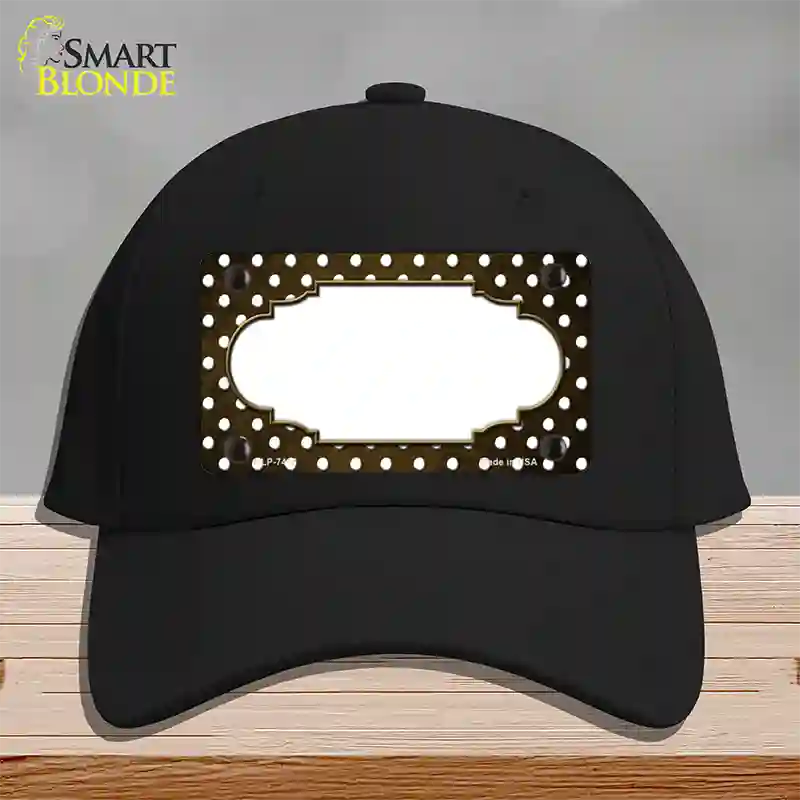 Brown White Small Dots Scallop Oil Rubbed Novelty License Plate Hat Cotton / Black