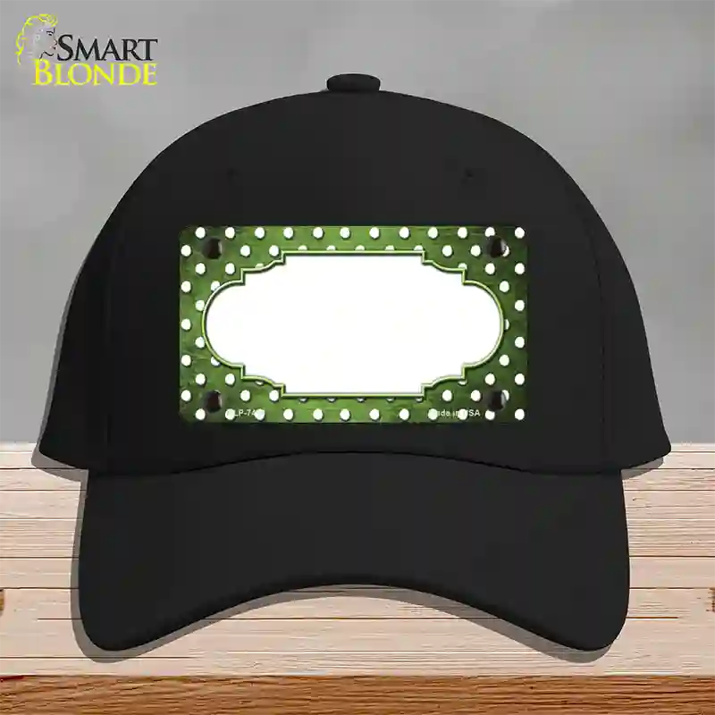 Lime Green White Small Dots Scallop Oil Rubbed Novelty License Plate Hat Cotton / Black