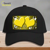 Paw Heart Yellow White Novelty License Plate Hat Cotton / Black