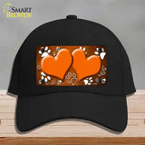 Paw Heart Orange White Novelty License Plate Hat Cotton / Black