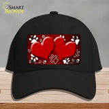 Paw Heart Red White Novelty License Plate Hat Cotton / Black