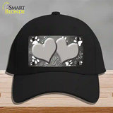 Paw Heart Gray White Novelty License Plate Hat Cotton / Black