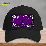 Paw Heart Purple White Novelty License Plate Hat Cotton / Black