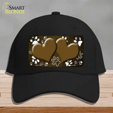 Paw Heart Brown White Novelty License Plate Hat Cotton / Black