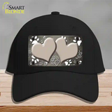 Paw Heart Tan White Novelty License Plate Hat Cotton / Black