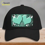 Paw Heart Mint White Novelty License Plate Hat Cotton / Black