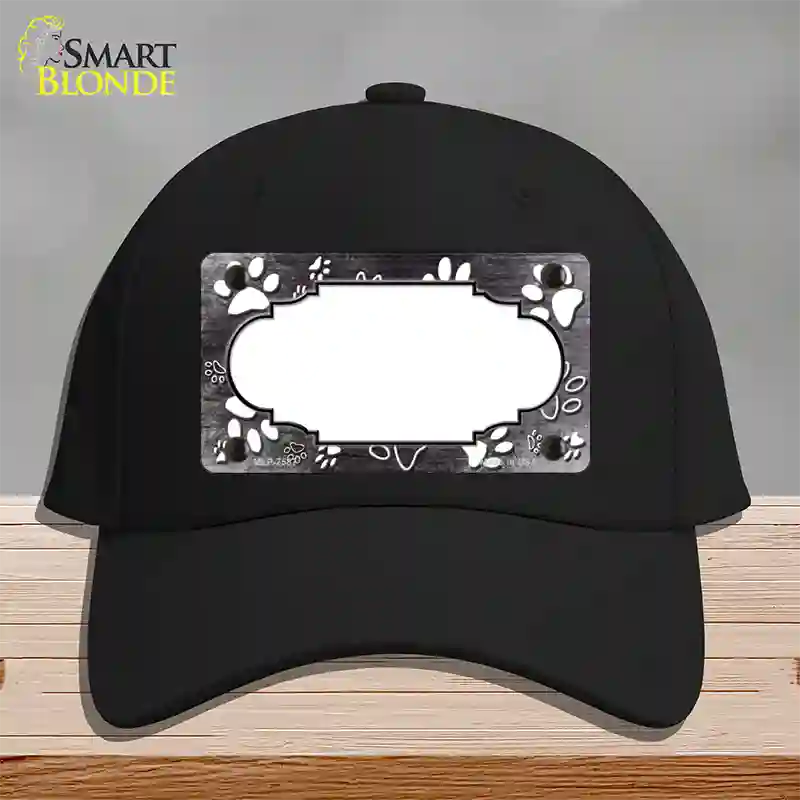 Paw Scallop Black White Novelty License Plate Hat Cotton / Black