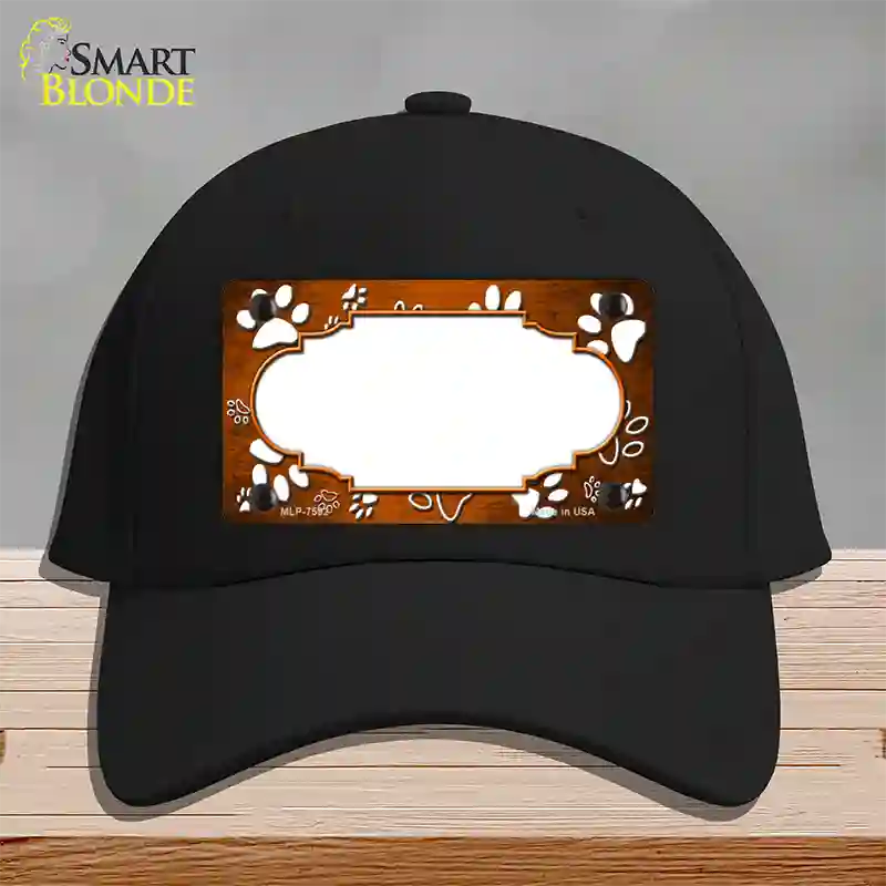 Paw Scallop Orange White Novelty License Plate Hat Cotton / Black