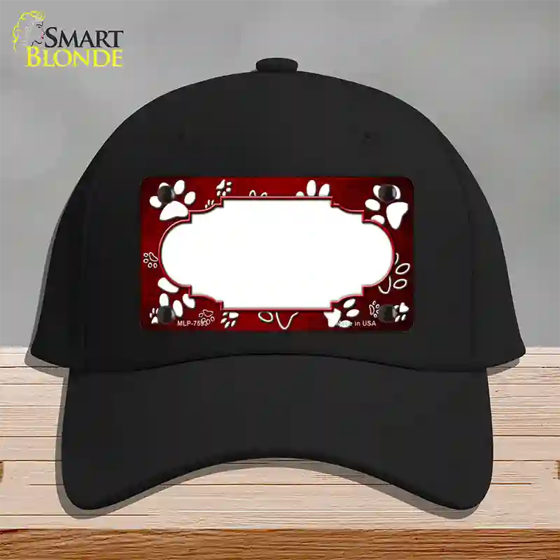 Paw Scallop Red White Novelty License Plate Hat Cotton / Black