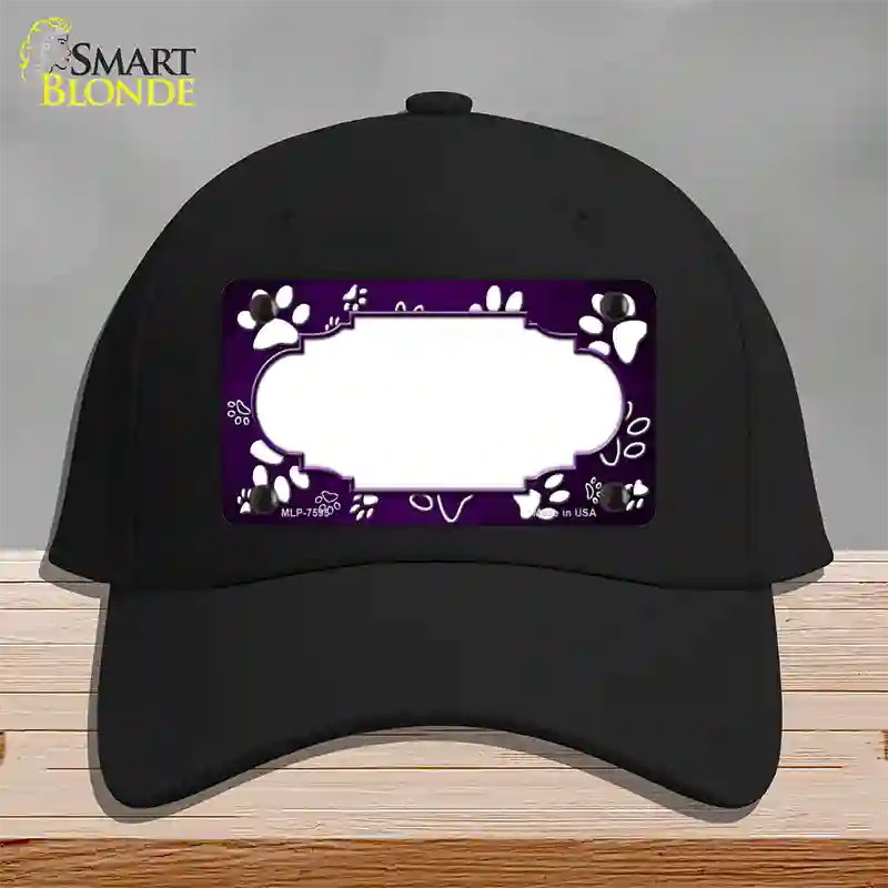 Paw Scallop Purple White Novelty License Plate Hat Cotton / Black