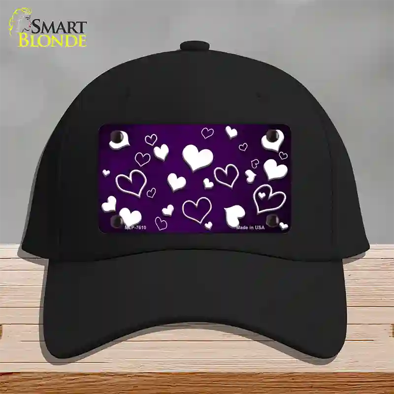 Purple White Love Oil Rubbed Novelty License Plate Hat Cotton / Black