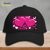 Pink White Love Hearts Oil Rubbed Novelty License Plate Hat Cotton / Black