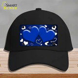 Blue White Love Hearts Oil Rubbed Novelty License Plate Hat Cotton / Black