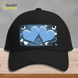 Light Blue White Love Hearts Oil Rubbed Novelty License Plate Hat Cotton / Black