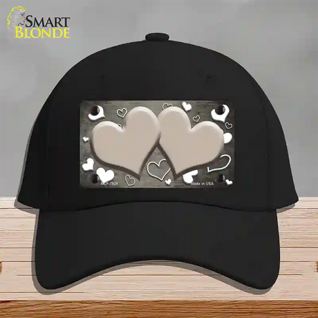 Tan White Love Hearts Oil Rubbed Novelty License Plate Hat Cotton / Black