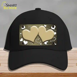 Gold White Love Hearts Oil Rubbed Novelty License Plate Hat Cotton / Black