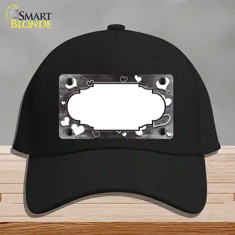 Black White Love Scallop Oil Rubbed Novelty License Plate Hat Cotton / Black