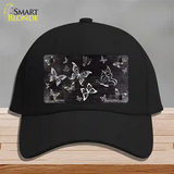 Black White Butterfly Oil Rubbed Novelty License Plate Hat Cotton / Black