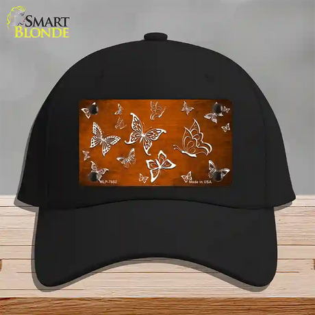 Orange White Butterfly Oil Rubbed Novelty License Plate Hat Cotton / Black