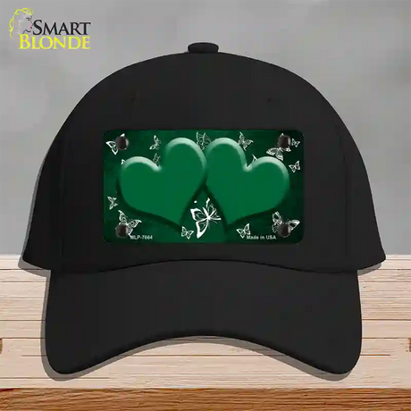 Green White Hearts Butterfly Oil Rubbed Novelty License Plate Hat Cotton / Black