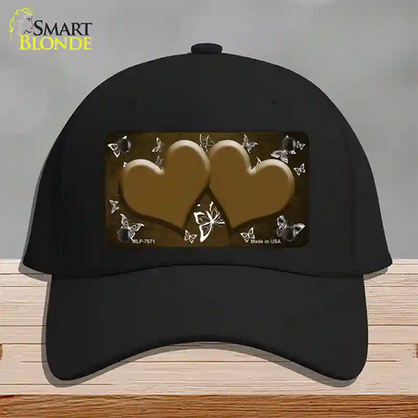 Brown White Hearts Butterfly Oil Rubbed Novelty License Plate Hat Cotton / Black