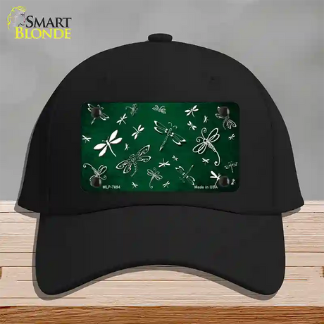 Green White Dragonfly Oil Rubbed Novelty License Plate Hat Cotton / Black