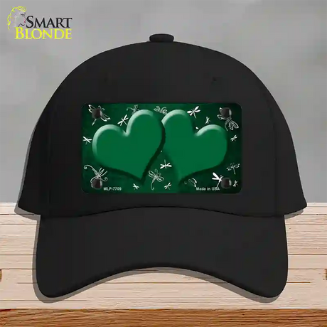 Green White Dragonfly Hearts Oil Rubbed Novelty License Plate Hat Cotton / Black